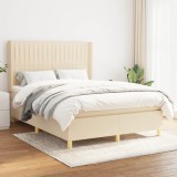 Cumpara ieftin Pat box spring cu saltea, crem, 140x200 cm, textil