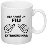 Cana alba personalizata &quot;Asa arata un fiu extraordinar&quot;, INOVATIX&reg;. 330ml, Oem