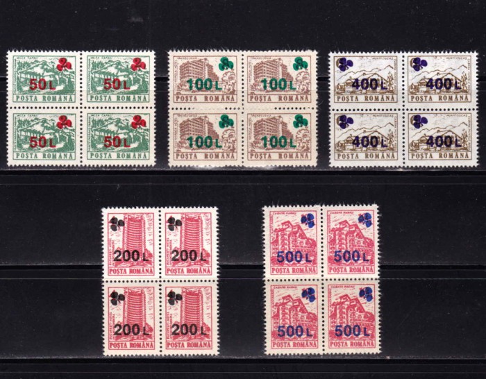 RO 1998 LP 1454 &quot;Hoteluri si cabane 1991 supra. Trifoi&quot; ,bloc de 4, MNH