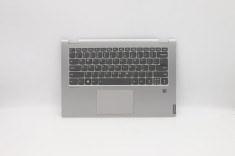 Carcasa superioara cu tastatura palmrest Laptop, Lenovo, IdeaPad C340-14API Type 81N6, 5CB0U42110, AM2GA000810, cu slot fingerprint, iluminata, argint