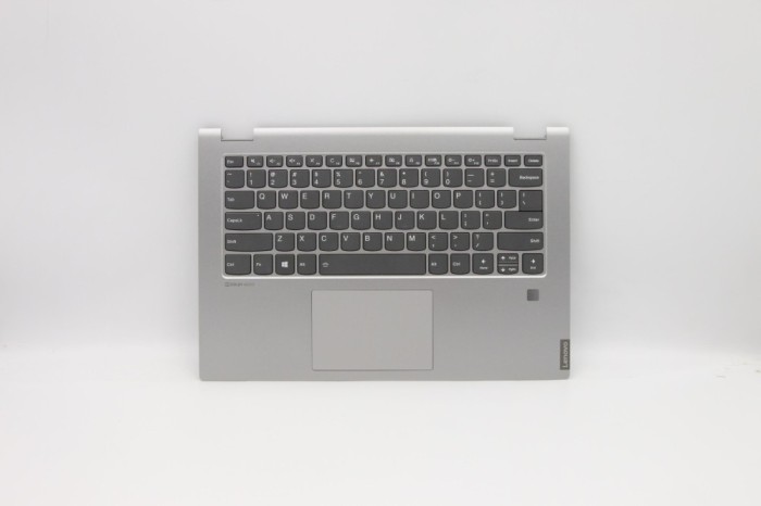Carcasa superioara cu tastatura palmrest Laptop, Lenovo, IdeaPad C340-14API Type 81N6, 5CB0U42110, AM2GA000810, cu slot fingerprint, iluminata, argint