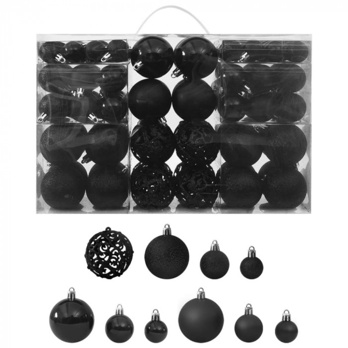 Set globuri de Craciun, 100 piese, negru GartenMobel Dekor