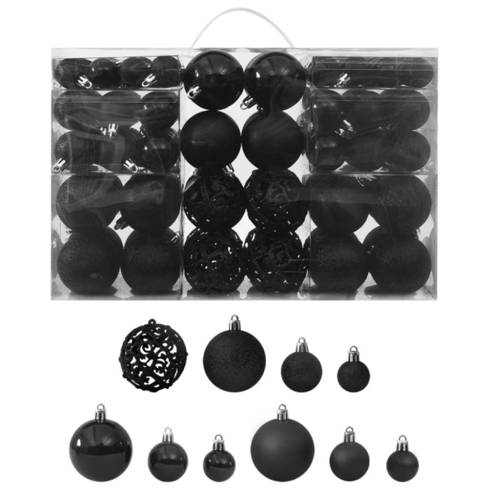 Set globuri de Craciun, 100 piese, negru