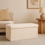 Taburet dublu pliabil Atmosphera Arum din material tip catifea raiat, 76x38x38 cm, ivoire Household NewTrend