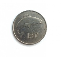 IRLANDA 10 Pence 1974 _ moneda cupru nichel _ km # 23