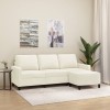 VidaXL Canapea cu 3 locuri și taburet, crem, 180 cm, catifea 3201063