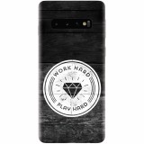 Husa silicon personalizata pentru Samsung Galaxy S10 Plus, Work Hard Play Hard