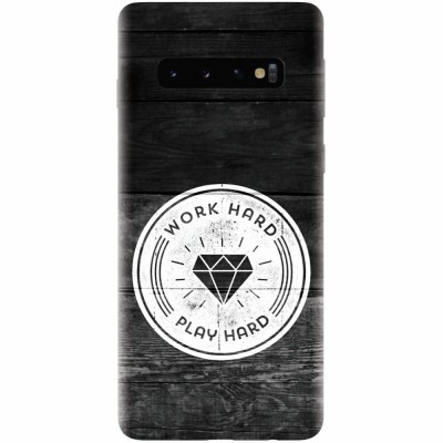 Husa silicon personalizata pentru Samsung Galaxy S10, Work Hard Play Hard foto