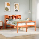 VidaXL Pat cu bibliotecă fără saltea maro 160x200 cm lemn masiv de pin