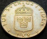 Moneda 1 COROANA - SUEDIA, anul 1977 * cod 473
