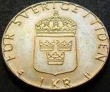 Moneda 1 COROANA - SUEDIA, anul 1977 * cod 473, Europa