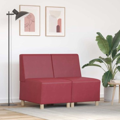 vidaXL Unitate Sofa Modulară Fără Brațe 2 pcs bordo 55 x 74 x 82 cm foto
