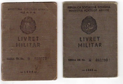 LIVRET MILITAR RPR 1959 SI RSR 1965 foto