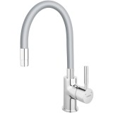 Baterie bucatarie Ferro Zumba, crom/silver, pipa flexibila