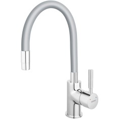 Baterie bucatarie Ferro Zumba, crom/silver, pipa flexibila