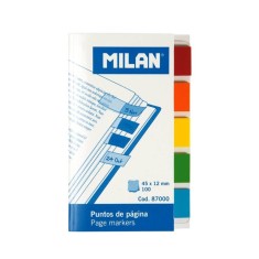 Notite Adezive MILAN, 42x12 mm, 100 File, Multicolor Neon, Index Plastic cu Adeziv, Evidentiatoare pentru Carti si Caiete, Sticky Indexuri, Evidentiat foto