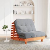 Cumpara ieftin Canapea futon cu saltea, maro, 100x206x11 cm, lemn masiv de pin
