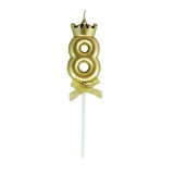 Lumanare pentru tort cifra 8, model coroana, gold, flippy, party