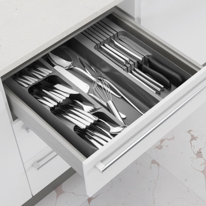 Organizator Sertare Tac&acirc;muri, Gri, 39.5x38.5x5.5 cm, Cu 8 Compartimente