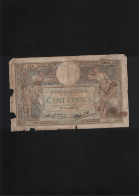 Franta 100 franci francs 1938 seria58263 uzata foto