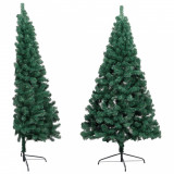 Brad de Crăciun artificial jumătate cu suport verde 120 cm PVC