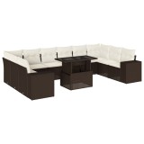 Cumpara ieftin Set canapele de gradina cu perne, 11 piese, maro, poliratan