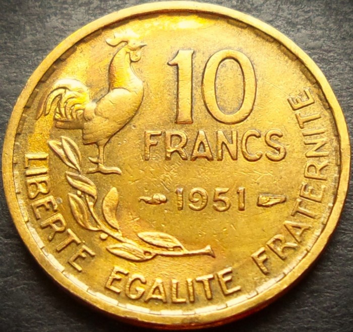 Moneda istorica 10 FRANCI - FRANTA, anul 1951 * cod 3310