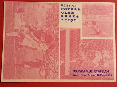 Program fotbal - Camp. div. A-tur 1983/1984 (editat de FC ARGES) foto