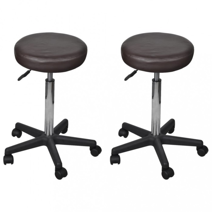 vidaXL Taburete de birou, 2 buc., maro, 35,5x98 cm, piele ecologică