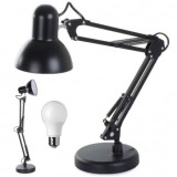 Cumpara ieftin Lampa de birou cu suport, alimentare 220V, soclu E27 becuri clasice, bec LED 5W inclus - Negru, Dactylion