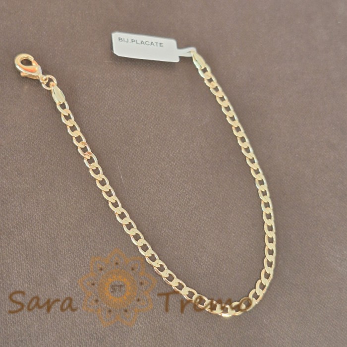 Bratara clasica cu zale rotunde placata cu aur Partisano - 20 cm