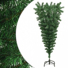 Pom de Crăciun artificial inversat, cu suport, verde, 150 cm foto