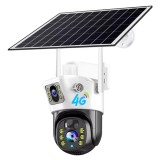 Camera dubla de supraveghere 4G, panou solar, microfon, 12000mah