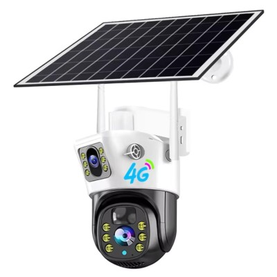 Camera dubla de supraveghere 4G, panou solar, microfon, 12000mah foto