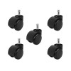 Set 5 Role Scaun Birou Depox, PVC, Negru, Diametru 5cm, Sarcina Max 130kg, Roti Plastic Universale