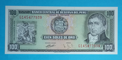 Peru 100 Soles de Oro 1974 &amp;quot;Hipolito Unanue&amp;quot; UNC seria G145477939 foto