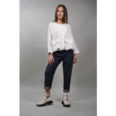 CAMASA CU SNUR IN TALIE SI BUZUNARE APLICATE VELOSO Alb TALIE UNICA