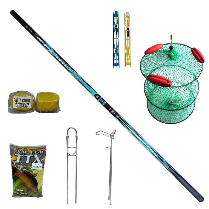Set varga Pearlpole 6 m, juvelnic, suport rabatabil, 2 linii, pasta carlig si nada