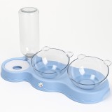 Bol ortopedic dublu pentru pisici cu reumplere automata a apei, Linomag&reg;, 500ml, 37x24x15 cm, Albastru deschis