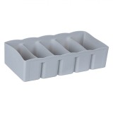 Organizator Sertare, 5 Compartimente, Plastic, Culoare Gri, Dimensiuni 31x15.5x8 cm, Oem