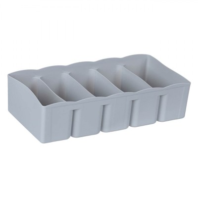 Organizator Sertare, 5 Compartimente, Plastic, Culoare Gri, Dimensiuni 31x15.5x8 cm foto