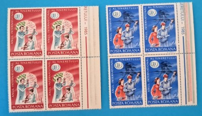 TIMBRE ROM&amp;Acirc;NIA LP1121/1985 Anul Internațional al Tineretului -Bloc de 4 -MNH foto