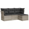 Set canapea de gradina cu perne, 4 piese, gri deschis poliratan