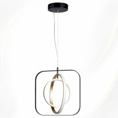 Lustra cu Pendul Libra, Stil Modern, Led, 30W/6500K, 3700 Lm, Inaltime Ajustabila, 150 cm, Aluminum, Black/Gold
