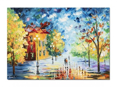 Tablou pictat manual, Impreuna pe aleea vietii, 70x50cm ulei pe panza in cutit foto