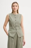 Samsoe Samsoe vestă SARUMA culoarea verde, un singur rand de nasturi, F25100037