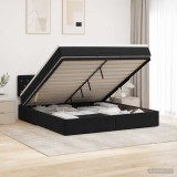 Cumpara ieftin Pat ottoman cu saltea cu headboard Negru 180 x 200 cm Catifea