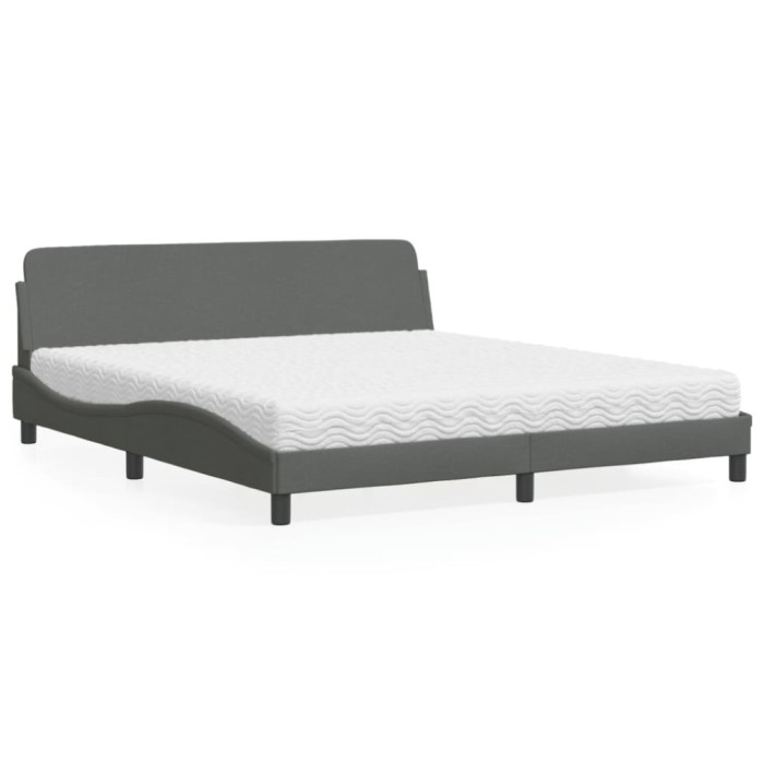 vidaXL Pat cu saltea, Dover, gri &icirc;nchis, 180x200 cm, textil 3208445