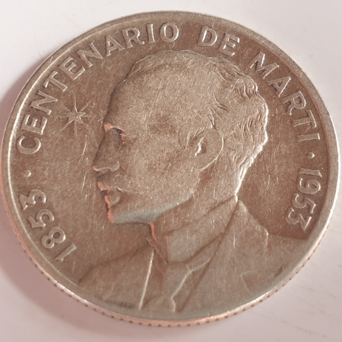 Cuba 25 centavos 1953 argint Jos&eacute; Marti