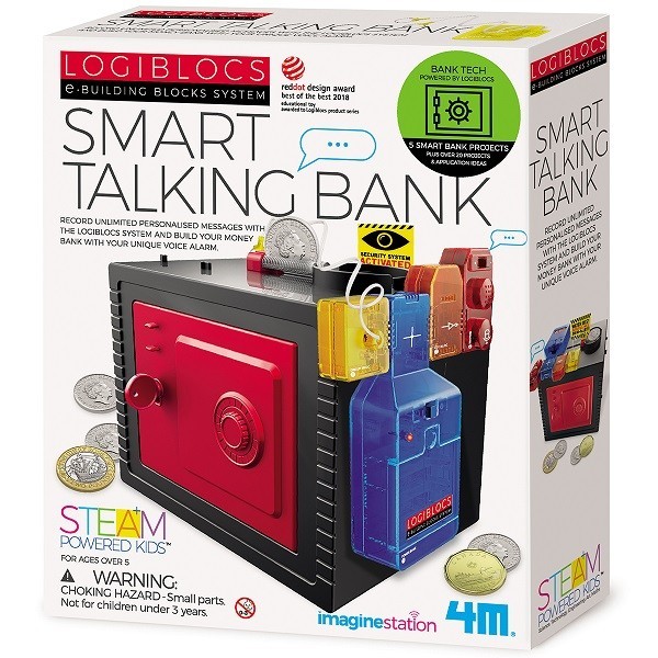 Set de constructii electronice Smart Talking Bank, Logiblocs, 4M